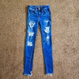 American Eagle Outfitters Super Super Stretch X High Rise Jeans - size 00 Long